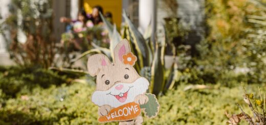 brown and white wooden rabbit ornament