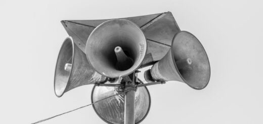 loud speaker on a post